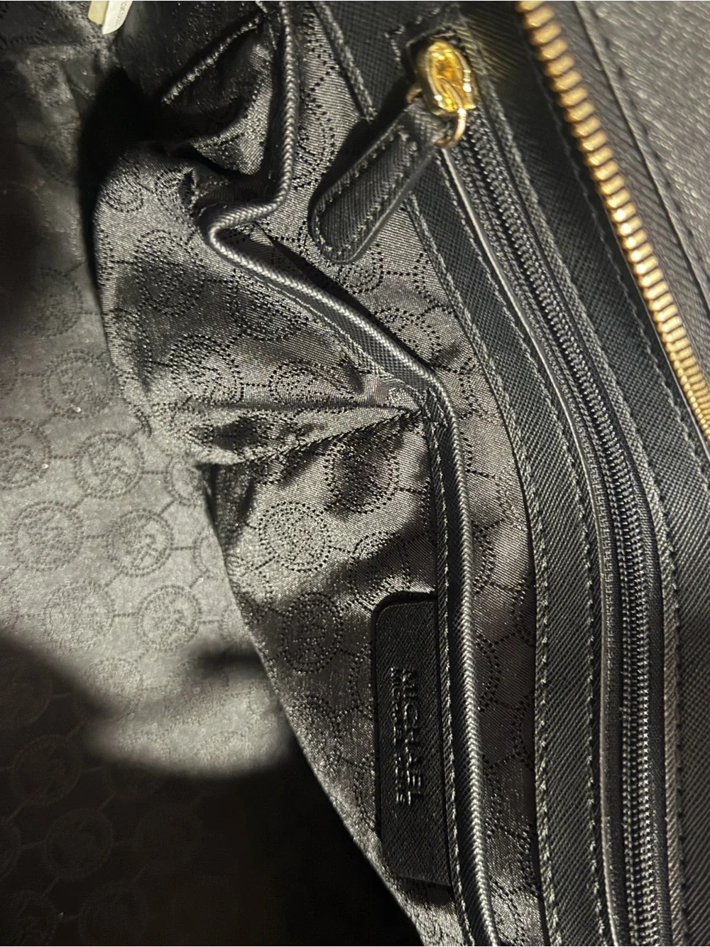 Michael Kors Black Saffiano Leather Satchel with Gold Hardware